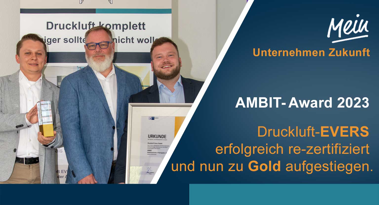 „AMBIT-Award 2023“ Druckluft-EVERS erfolgreich re-zertifiziert und nun zu Gold aufgestiegen.