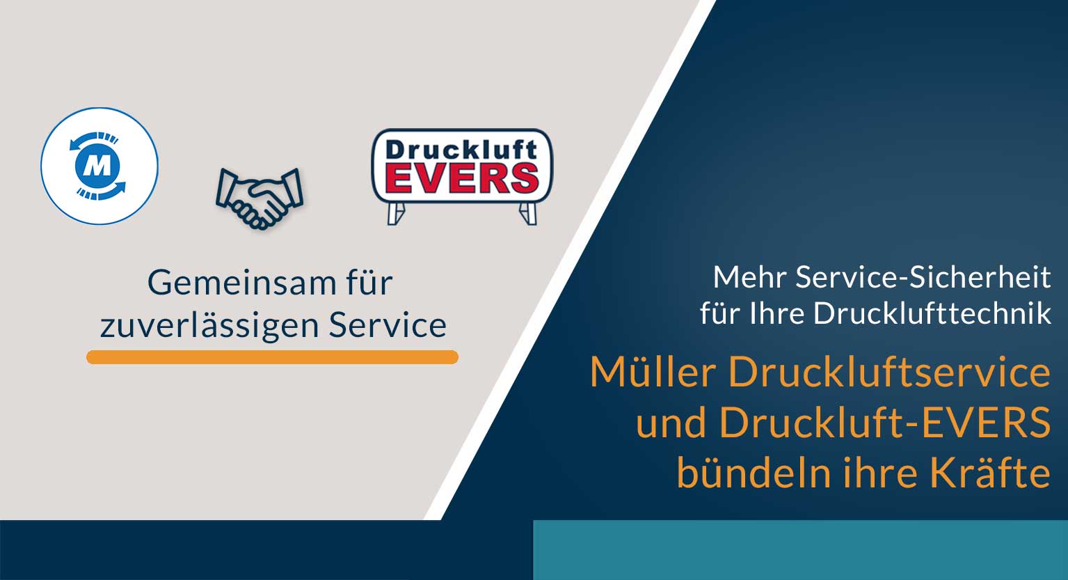 Müller Druckluftservice und Druckluft-EVERS bündeln ihre Kräfte für mehr Service-Sicherheit in der Drucklufttechnik.